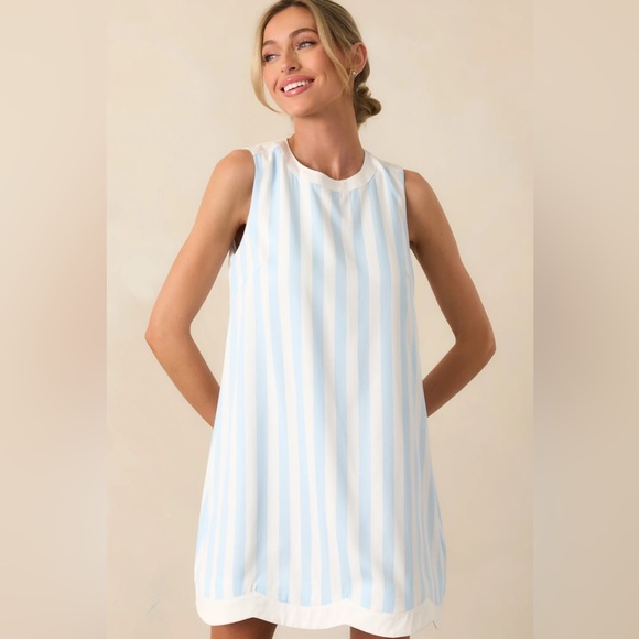 Red Dress Boutique Dresses & Skirts - Red Dress Prosperina York Bonnet Blue Stripe Scallop Shift Dress